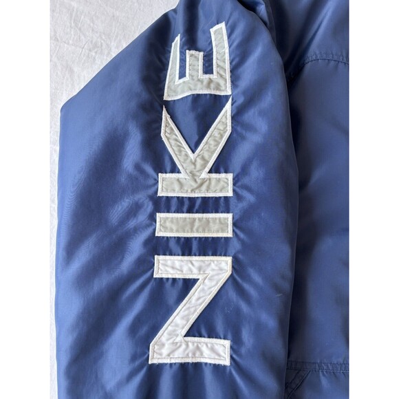 VTG Nike Jacket Mens XXL 2XL Big Swoosh Reversible Parka Stadium Coat Blue Long - Picture 3 of 15